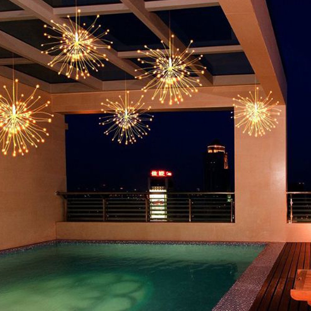 Dreamworth 10 Pcs Total 600 LED Firework Copper Wire Lights, Fairy Twinkle Lights Plug in String Lights 8 Modes Waterproof Starburst Lights for Christmas, Birthday, Bedroom, Corridor Patio, Wedding