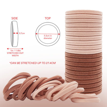 Kitsch Hair Ties No Damage - Strong, Stretchy & Snag-Free Hair Bands | Soft Nylon Ponytail Holders, Stylish Elastics for Everyday Hairstyles - Blush, 20pcs