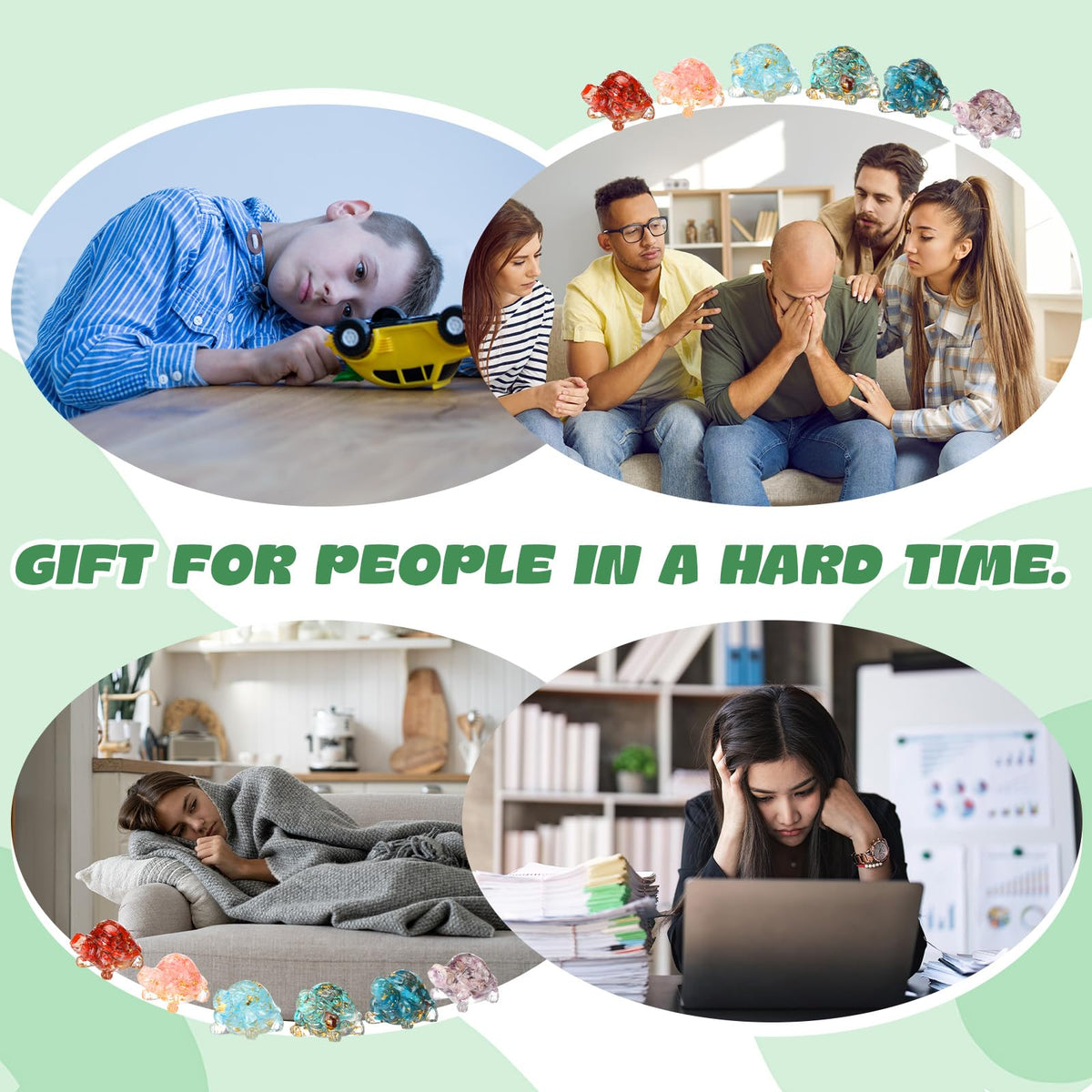DoubleFill 6 Set Office Positive Gifts for Coworkers Employee Appreciation Gifts Bulk Emotional Pocket Hug Support Appreciation Gift for Staff Teacher Team (Natural Crystal)