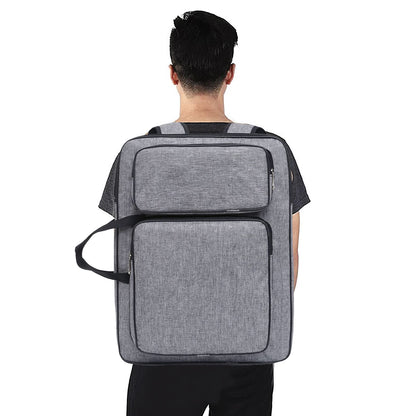 Art Portfolio Case A3 Artist Drawing Board Bag Waterproof Art Carrying Bag Portable Sketch Pad Storage Bag Artist Folder Case Tote Bag Shoulder Bag for Palette Paints Brushes Pencils (Grey)