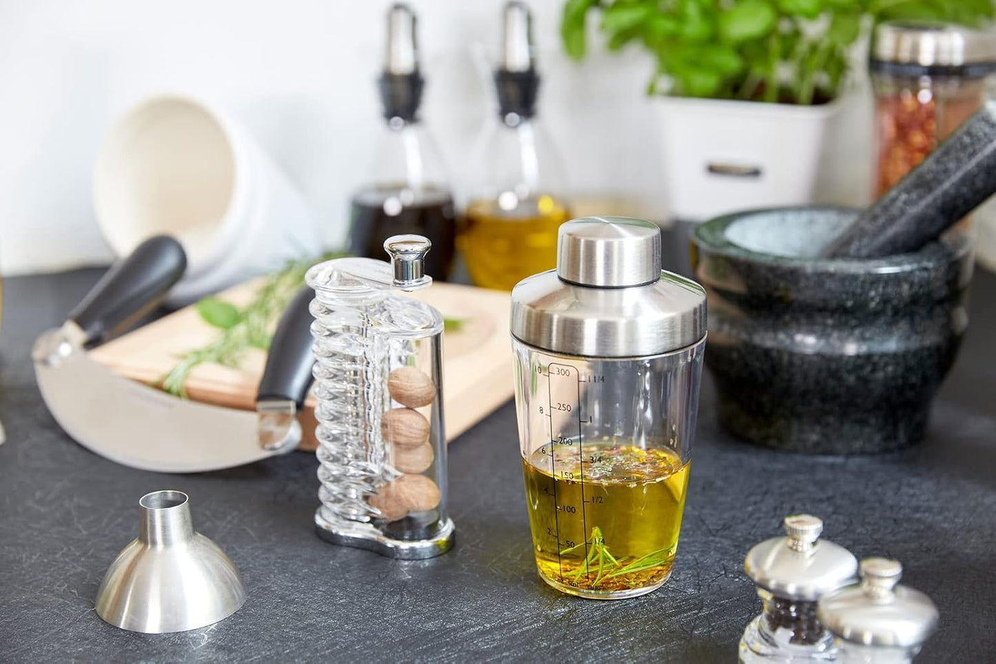 COLE & MASON Stainless Steel Salt and Pepper Funnel - Versatile Small Funnel for Filling Spice Jars and Other Kitchen Essentials - Convenient Funnels for Kitchen Use Filling Bottles - Metal Funnel