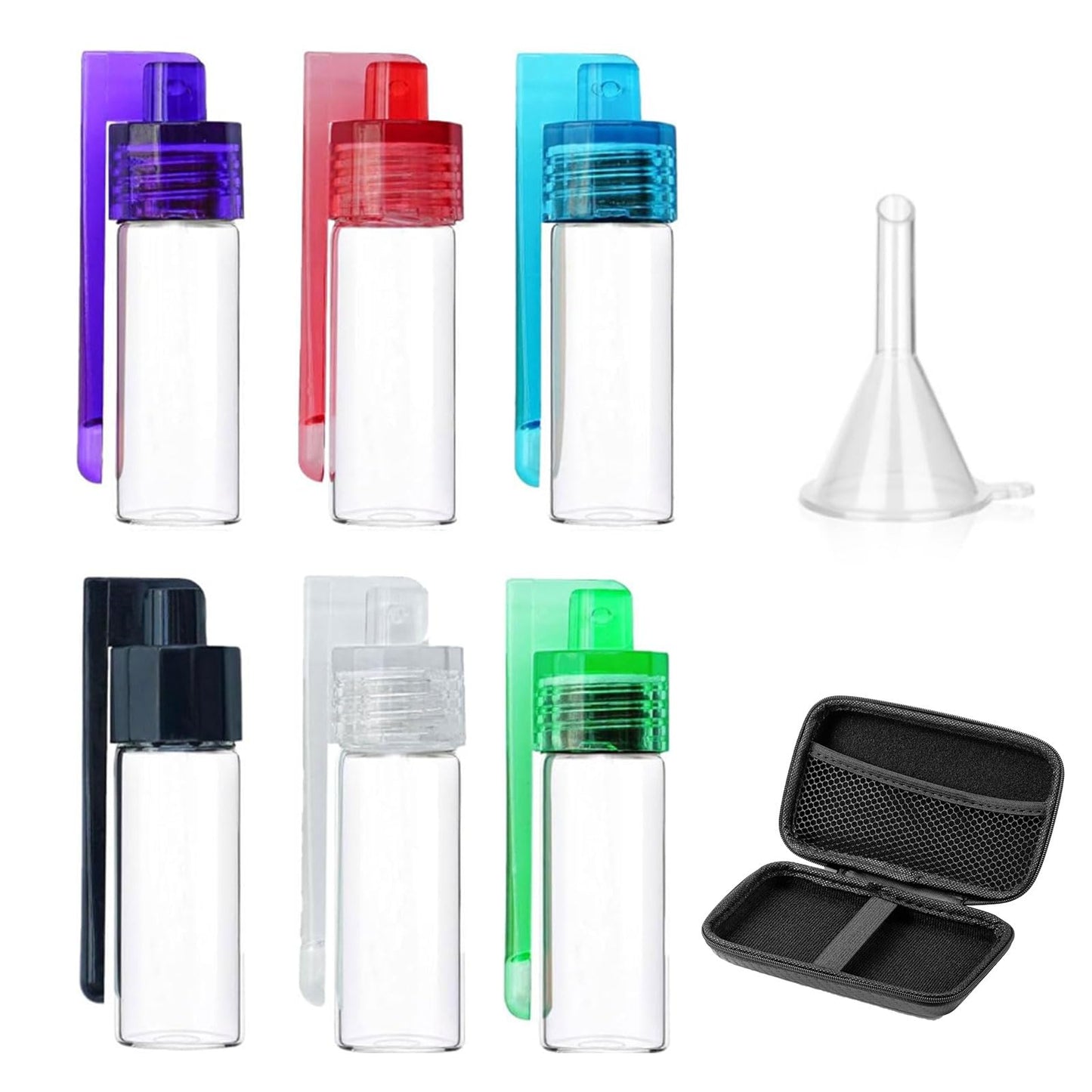 6-Pack Mini Seasoning Jars, Portable Condiment Dispensers with Spoon, Airtight & Transparent Glass Vials, 5ml Capacity Each, for Camping, Outdoor Activities, Travelling, and Kitchen Daily Use