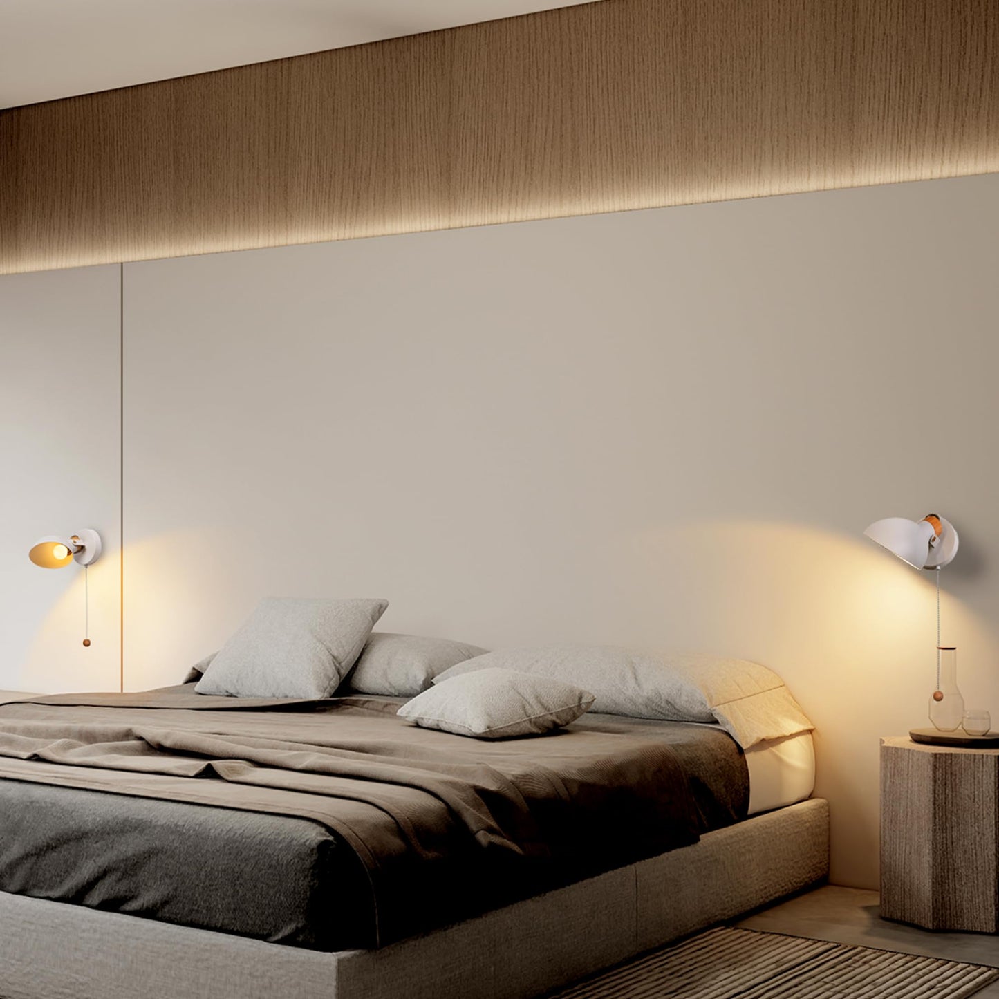 Aisilan Modern Wall Sconce with Plug in Cord and On Off Switch 5W E12 Bulb Matte White Swivel Wall Light for Bedside Living Room Corridor Hotel 3000k White