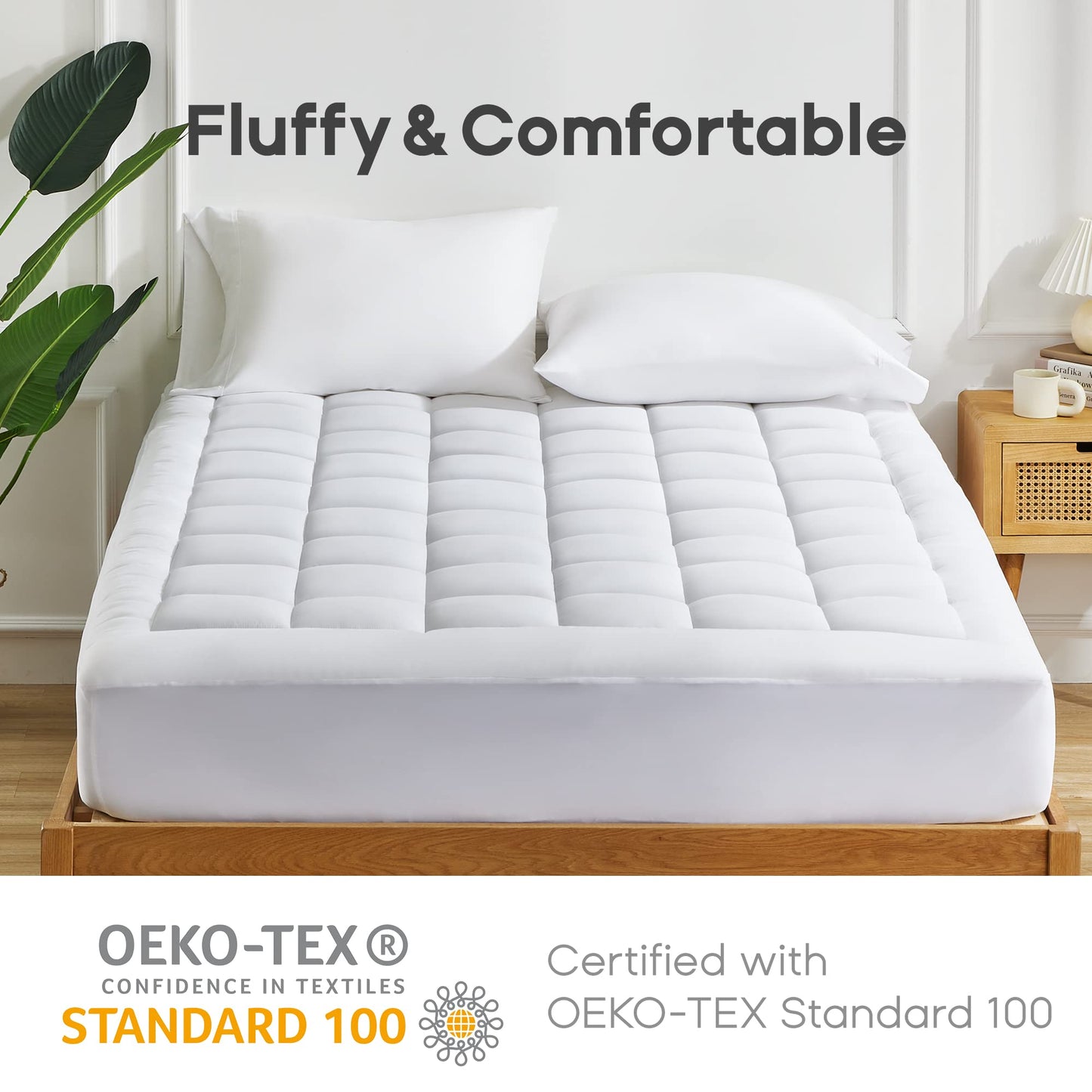 Sonive Twin Mattress Protector, Mattress Topper up to 21 Inches Deep Pocket, Cozy Mattress Pad Microfiber Fitted Mattress Breathable Mattress Cover Machine Washable White