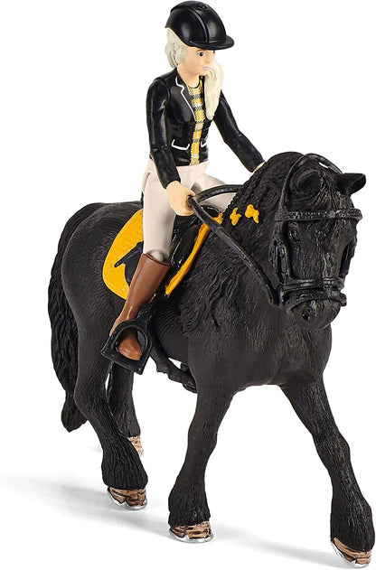 SCHLEICH Horse Club - 26 PC Tori and Princess Horse Toy Stall Playset with Dog Figurine and Accessories - Realistic, Posable Rider Figure and Pony Toys for Girls and Boys - Kids Ages 5+ - 42710