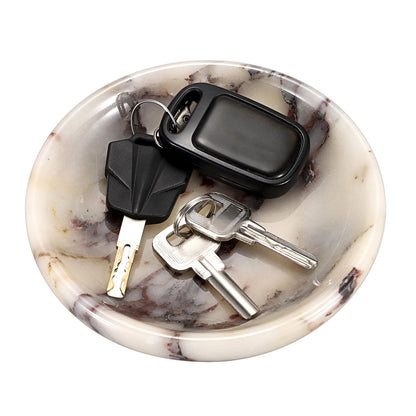 Hipiwe Decorative Key Holder for Entryway Table Round Key Bowl Marble Nightstand Organizer for Candle Jewelry Tray for Earrings Necklaces