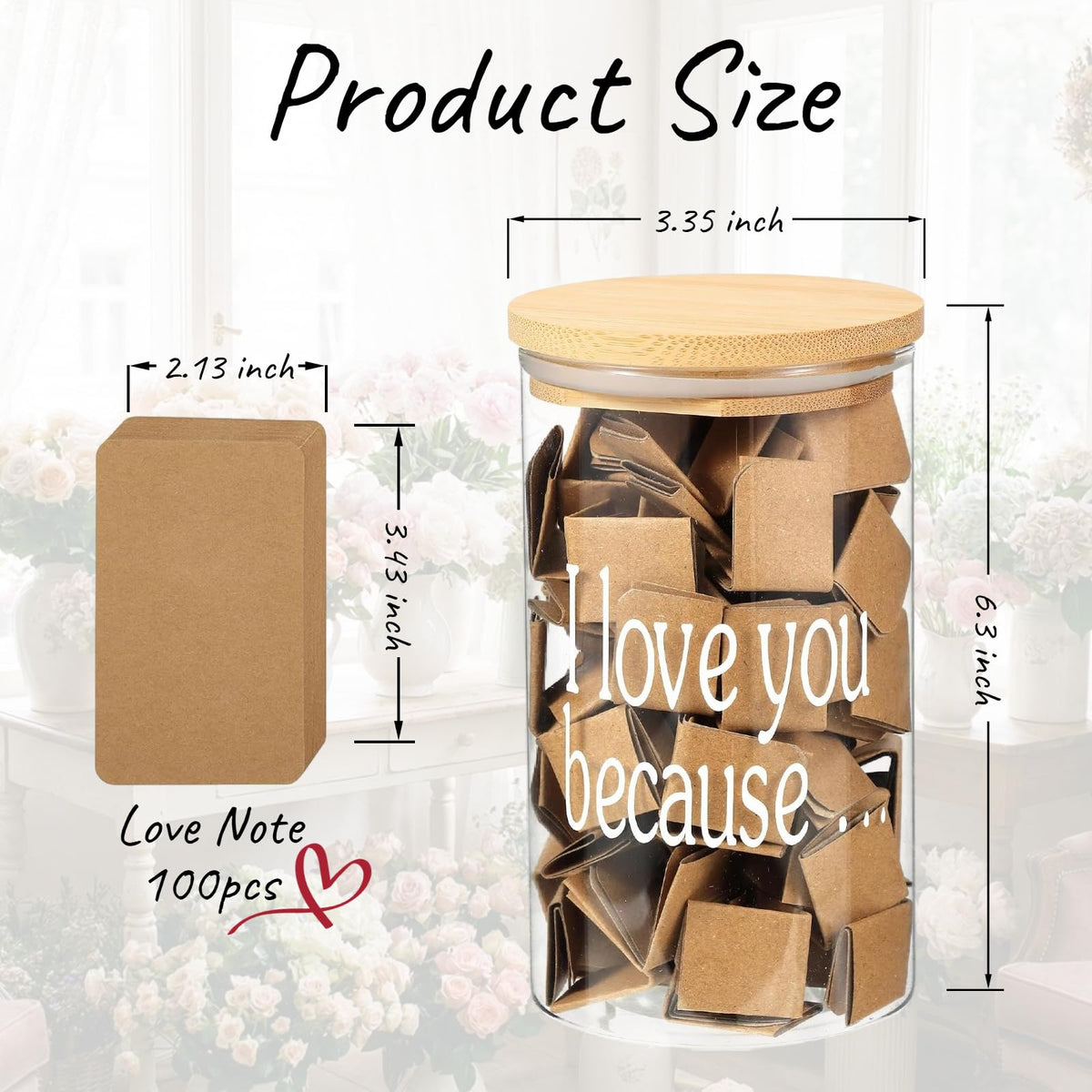 IEEGODA I Love You Jar with 100 Blank Love Notes, What I Love About You Memory Jar Gift, Mother’s Day Anniversary Birthday Present for Mom Boyfriend Girlfriend Family Friends (#1)