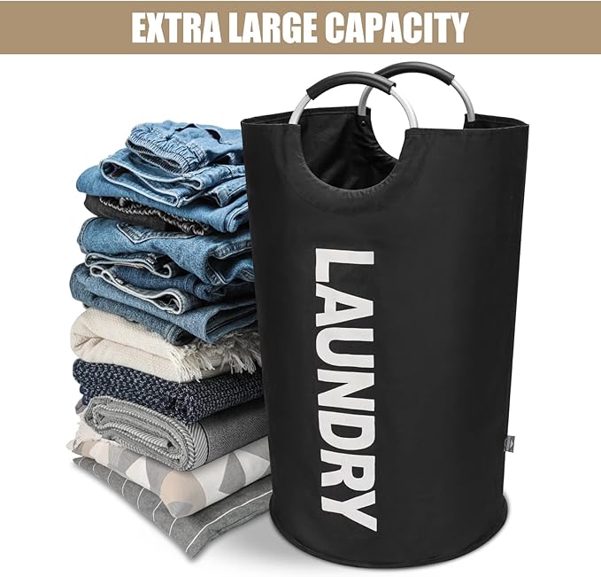 DOKEHOM 90L Large Laundry Basket, Collapsible Laundry Bag, Freestanding Tall