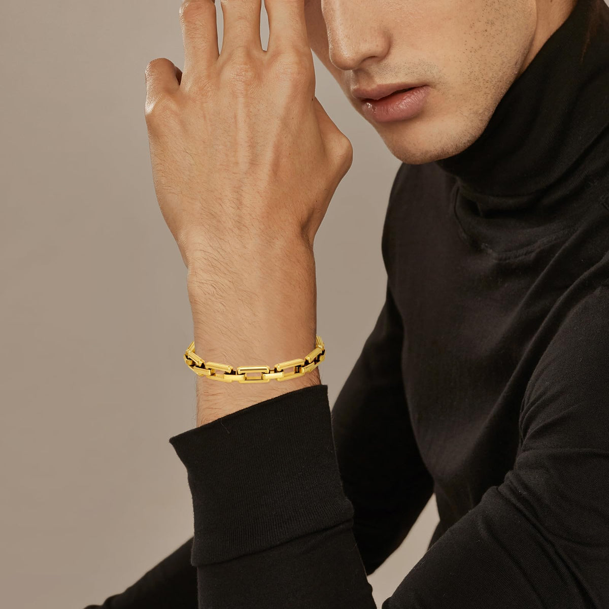 LUCKY2+7 Bracelets for Men,Black Stainless Steel for Men Bracelets,Trendy Paperclip Short Bracelet Gifts for Husband Father Friends Gold