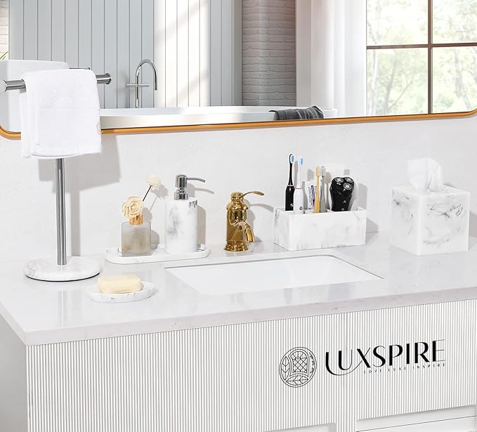 Luxspire Resin Toothbrush Holder, 5 Slots Hygienic Handmade Toothbrush Storage