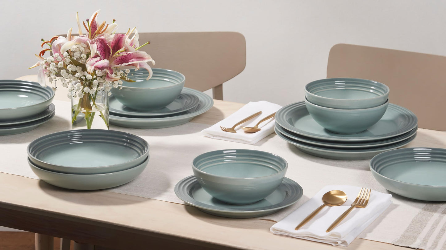 Le Creuset Stoneware Set of 4 Dinner Plates, 10.5" each, Sea Salt