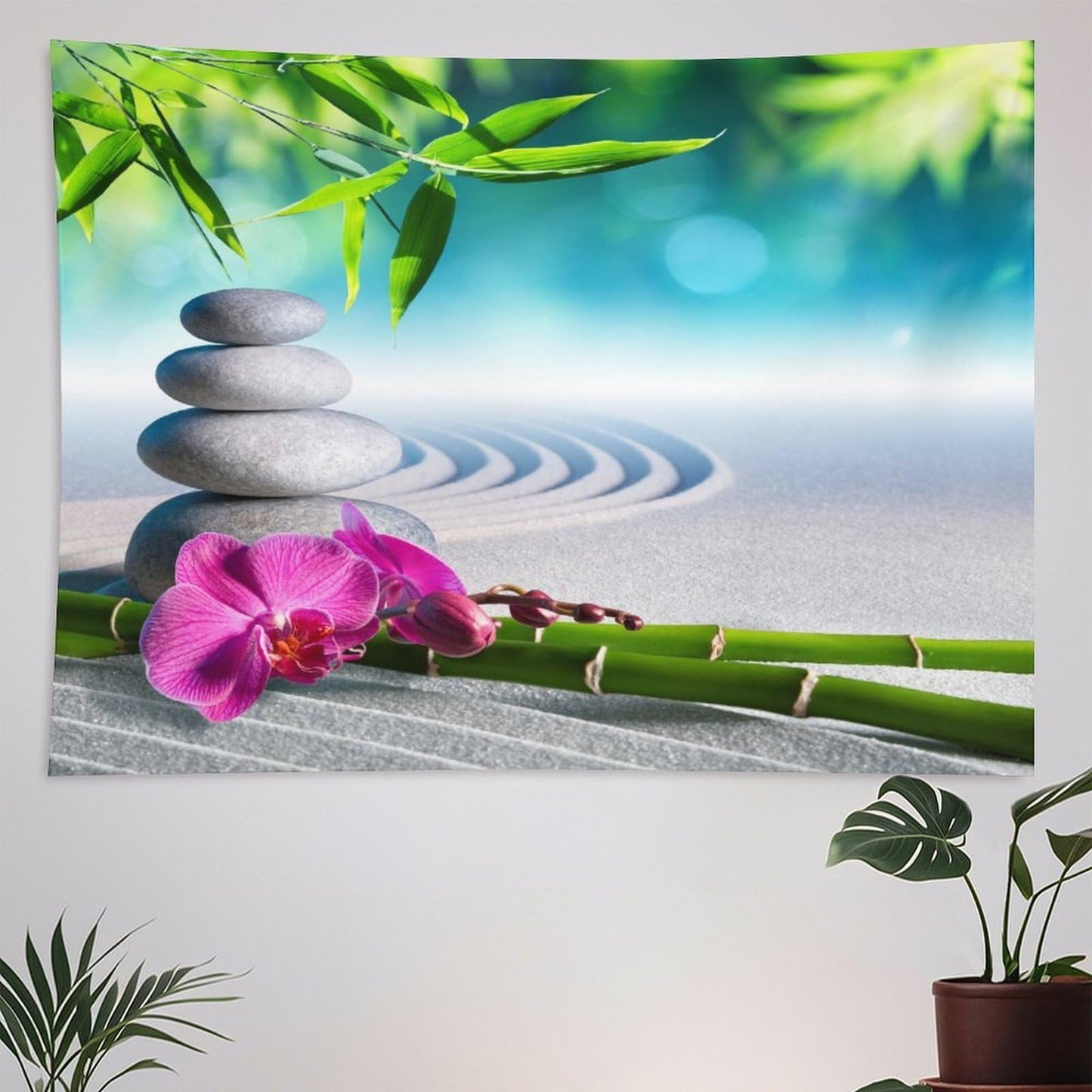 ZhiRain Spa Tapestry Wall Hanging Sand Orchid and Massage Stones Garden Yoga Zen Tapestries Home Decor for Living Room Bedroom Apartment Farmhouse Dorm 30"x40"
