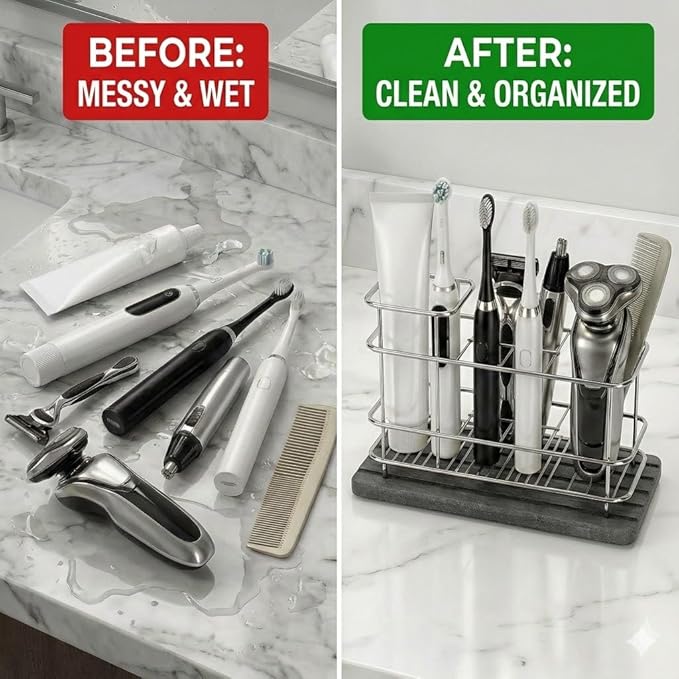 Toothbrush Holder for Bathroom Countertop, Stainless Steel Electric Toothbrush