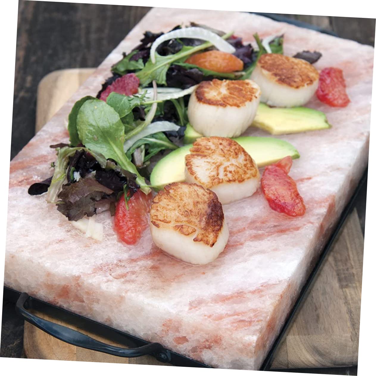 Sosoport Cooking Salt Plate Tray Salt Plate Holder for Grill Sturdy Stainless Steel Smooth Enameled Coating