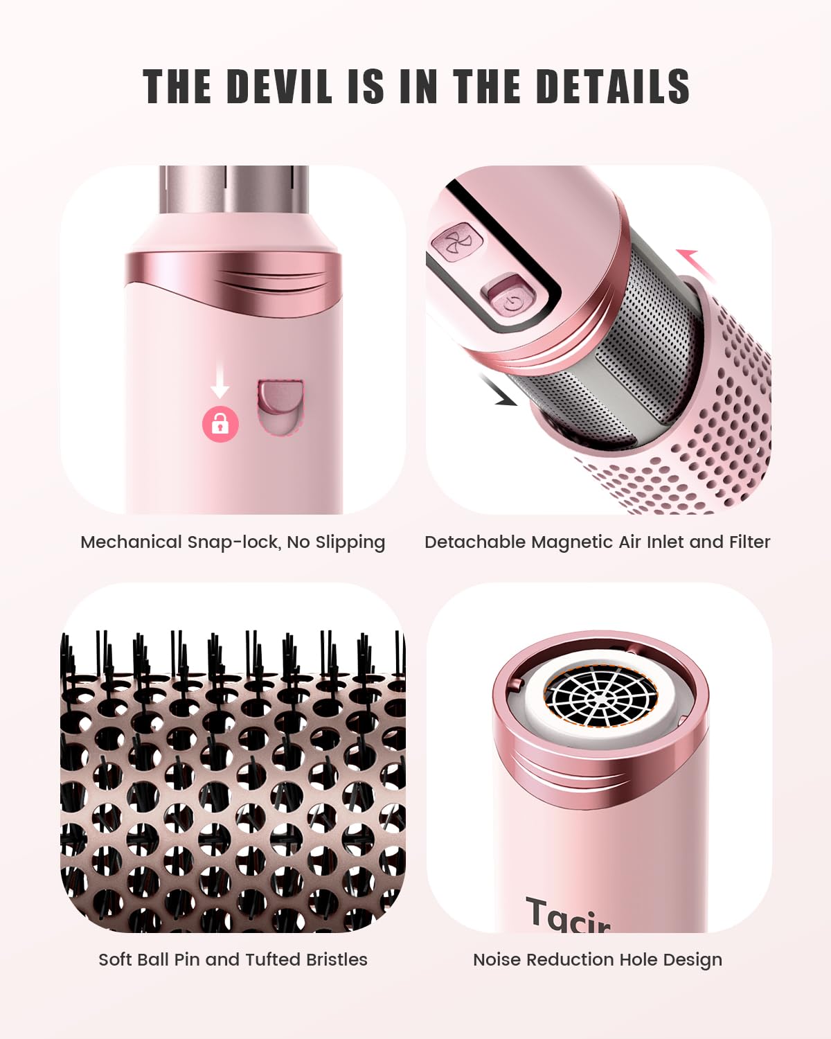 8-in-1 Professional Hot Air Styler&Hair Dryer Brush, Powerful Multi-Styler with Auto-Wrap Curler with Storage Case, Fast Drying Curling Straightening Volumizing Without Heat Damage(Gold)