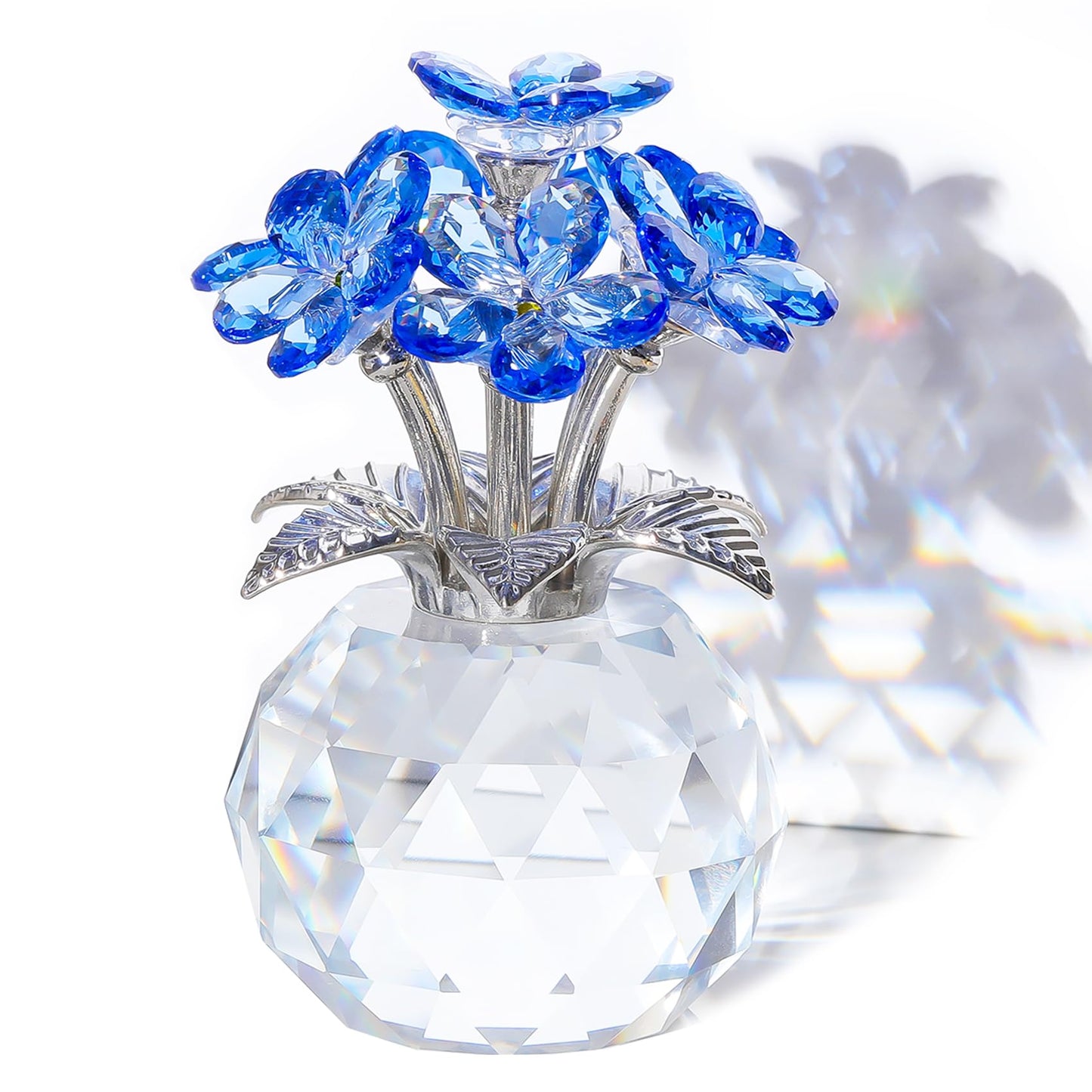 Arikyrist Crystal Forget-Me-Not Bouquet Figurines Gifts for Her Blue Flowers Decoration for Living Room Romantic Presents for Women Mom Friends Birthday Anniversary