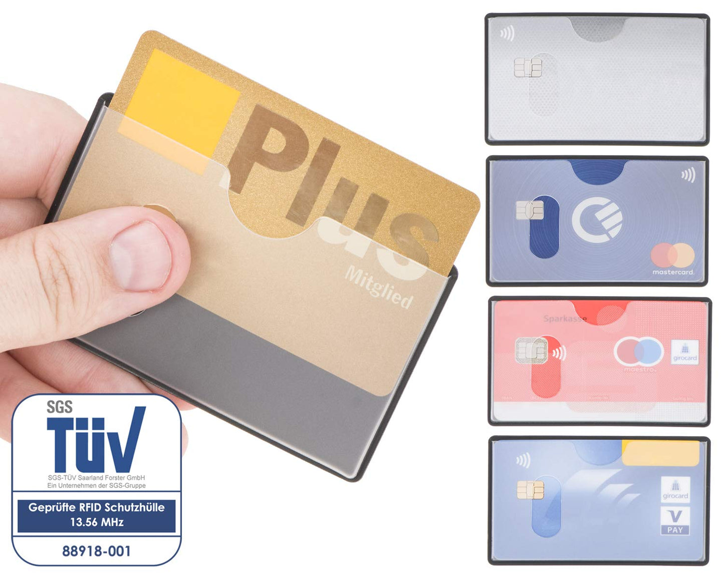 valonic set of 6 RFID blocking sleeves - insertion from the top, Credit Card Protector sleeve for wallet - Protection block for Debit Card and Metro Card