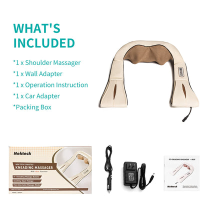 Nekteck Neck Massager for Pain Relief Deep Tissue, FSA Eligible Shiatsu Back Massager with Heating 3D Kneading Massage Pillow for Shoulder Leg Muscle, Office Home Car Use, HSA Eligible, Plug-in Use