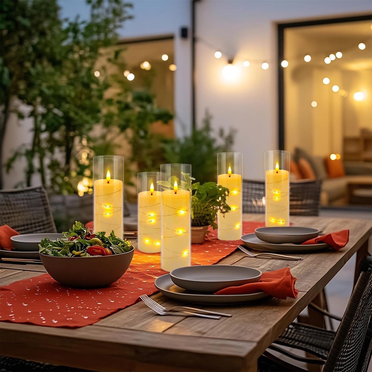 Grcdoyvl 24-Piece Ivory Flameless LED Candles with Remote, Embedded Fairy Lights for Christmas Decor. Battery-Powered with Timer, Safe & Elegant for Cozy Romantic Home, Wedding, Party.