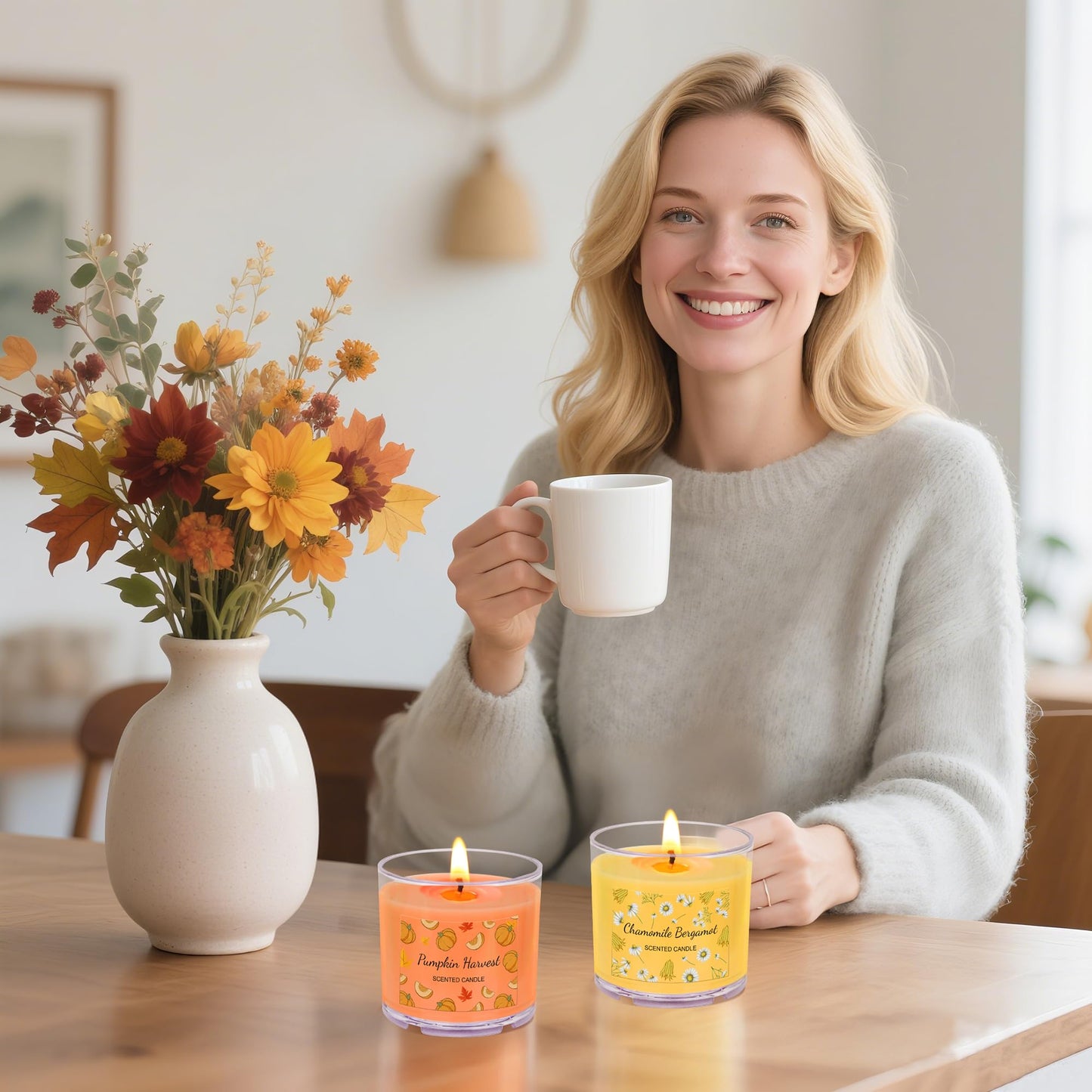 Fall Candles Bulk, 12 Pack Scented Candles for Home, Candle Set for Women, Small Soy Candles Scent of Pumpkin Vanilla Caramel Lavender, Mini Candle Gift Set for Mothers Day Birthday Christmas Birthday