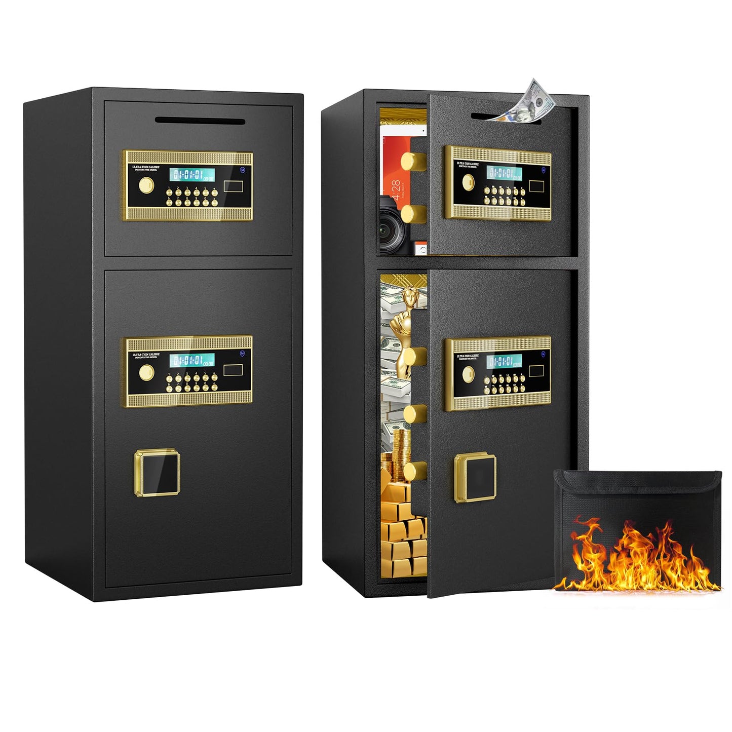 Password-Protected Fireproof and Waterproof Safe, Small Home Safe with Hidden Code Function, Wall-Mounted Cabinet-Style Safe for Home, Office, and Hotel, Digital Security Safe Box,A1
