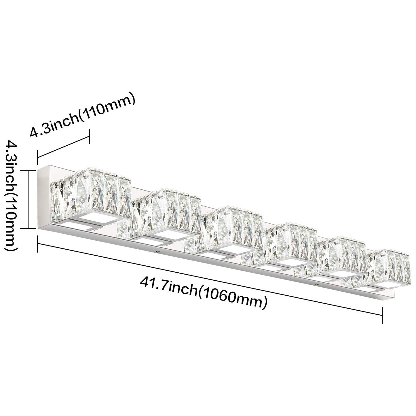 ZUZITO 6 Lights Bathroom Vanity Light - LED Bathroom Lights Over Mirror 5CCT Dimmable - Modern Crystal Chrome Vanity Wall Light