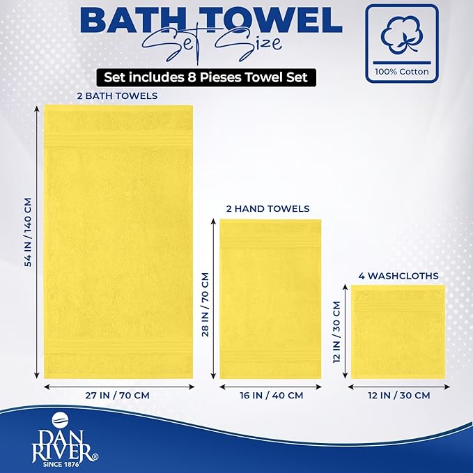 DAN River 8 PC Luxury Bath Towels
