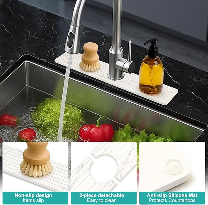 Small White Marble Stone Faucet Mat