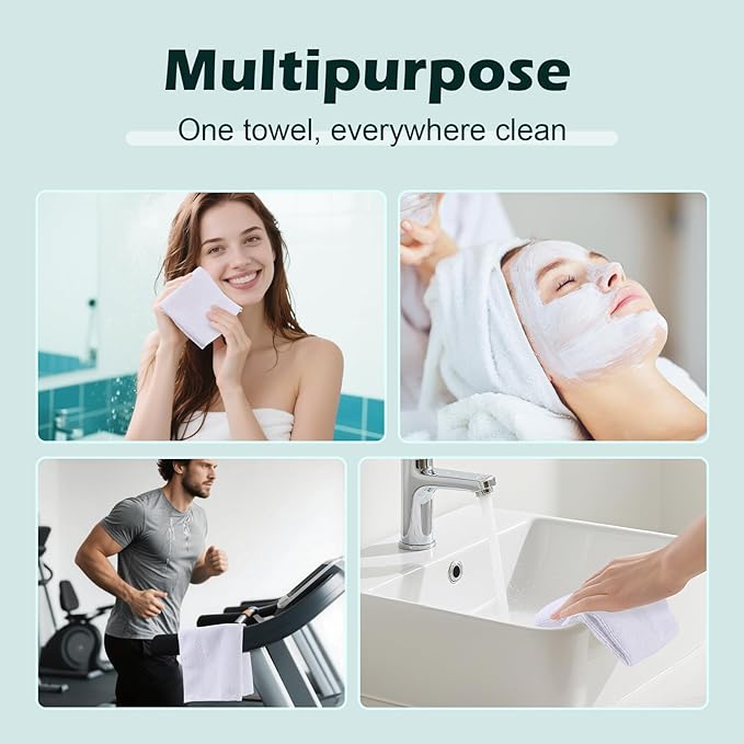 White Washcloths 100 Pack, Highly Absorbent & Quick Drying Face Towels
