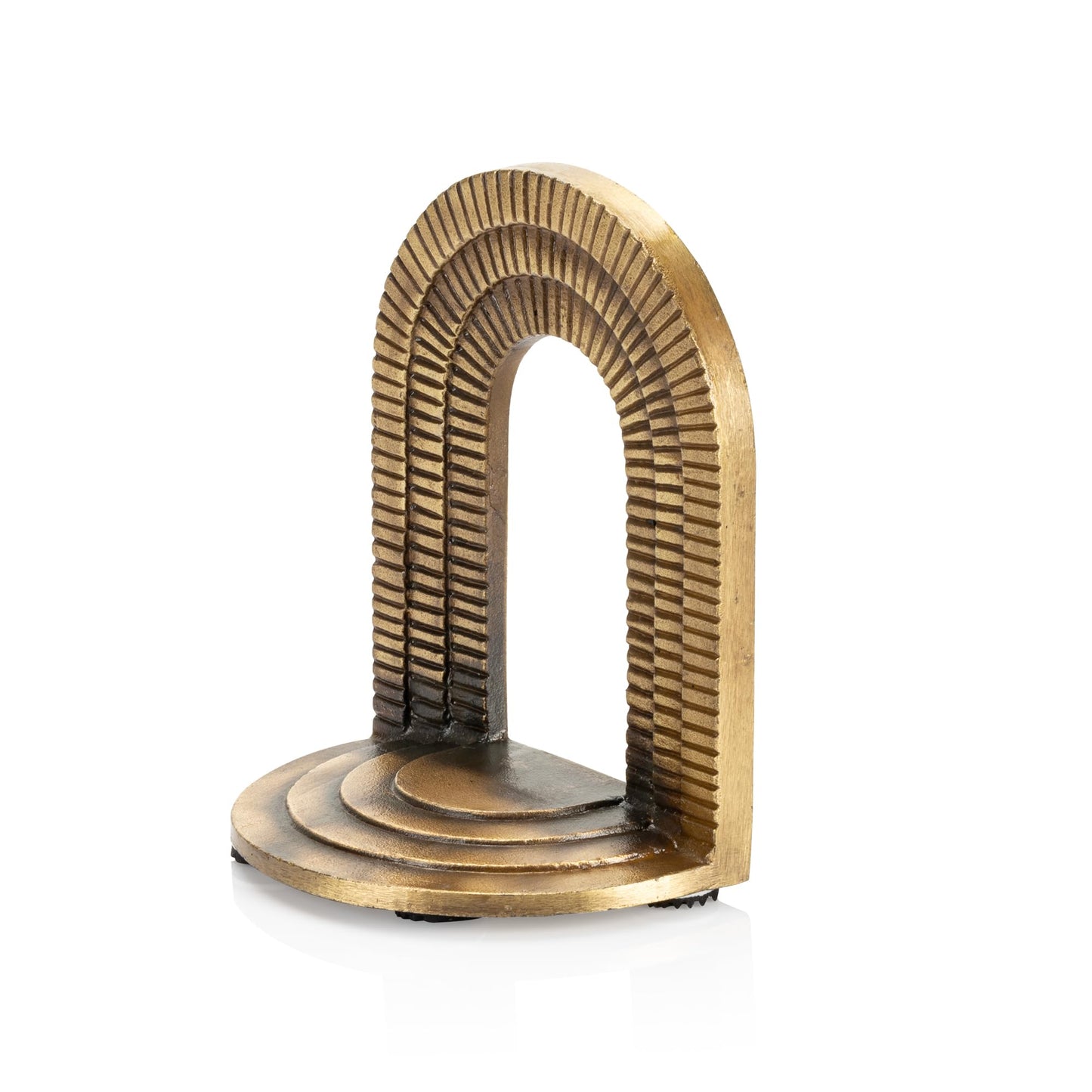 CRAFTSMAN ROAD Cast Iron Brick Arch Bookends Set, Antique Brass Book Ends, 2 Decorative Book Holders for Shelves or Bookcase, Stylish Brass, Non-Skid Anti-Slip Heavy Duty, Home Décor Gift