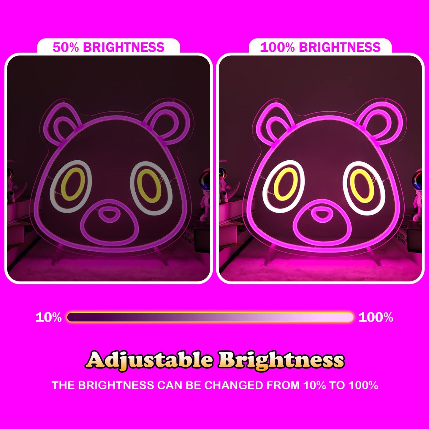 Graduation Bear Neon Sign Pink Bear Neon Light Sign Cartoon Graduation LED Neon Signs for Wall LED Signs Light up Signs for Bedroom Graduation Party Kids Room Wall Decor Birthday Grad Gifts