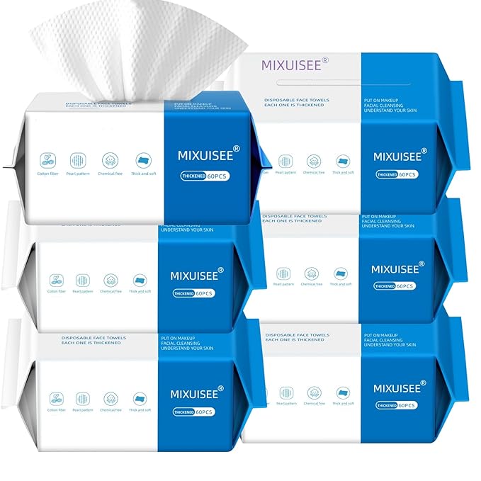 Disposable face towel, MIXUISEE thick and soft face towels, 100% cotton face
