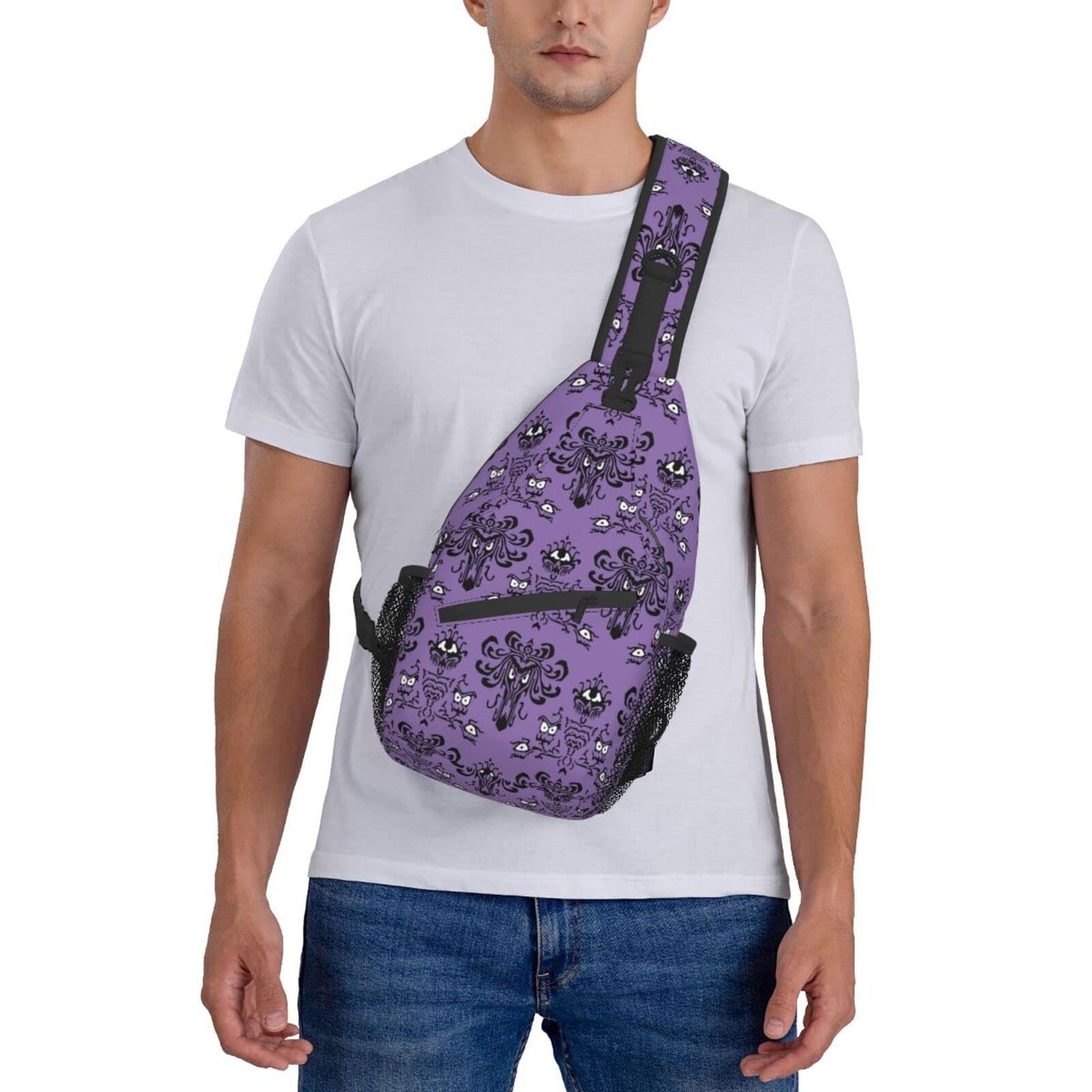 Haunted the Mansion Sling Bag Crossbody Travel Hiking Chest Backpack One Shoulder Daypack for Women Men Unisex Cycling Gym