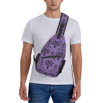 Haunted the Mansion Sling Bag Crossbody Travel Hiking Chest Backpack One Shoulder Daypack for Women Men Unisex Cycling Gym