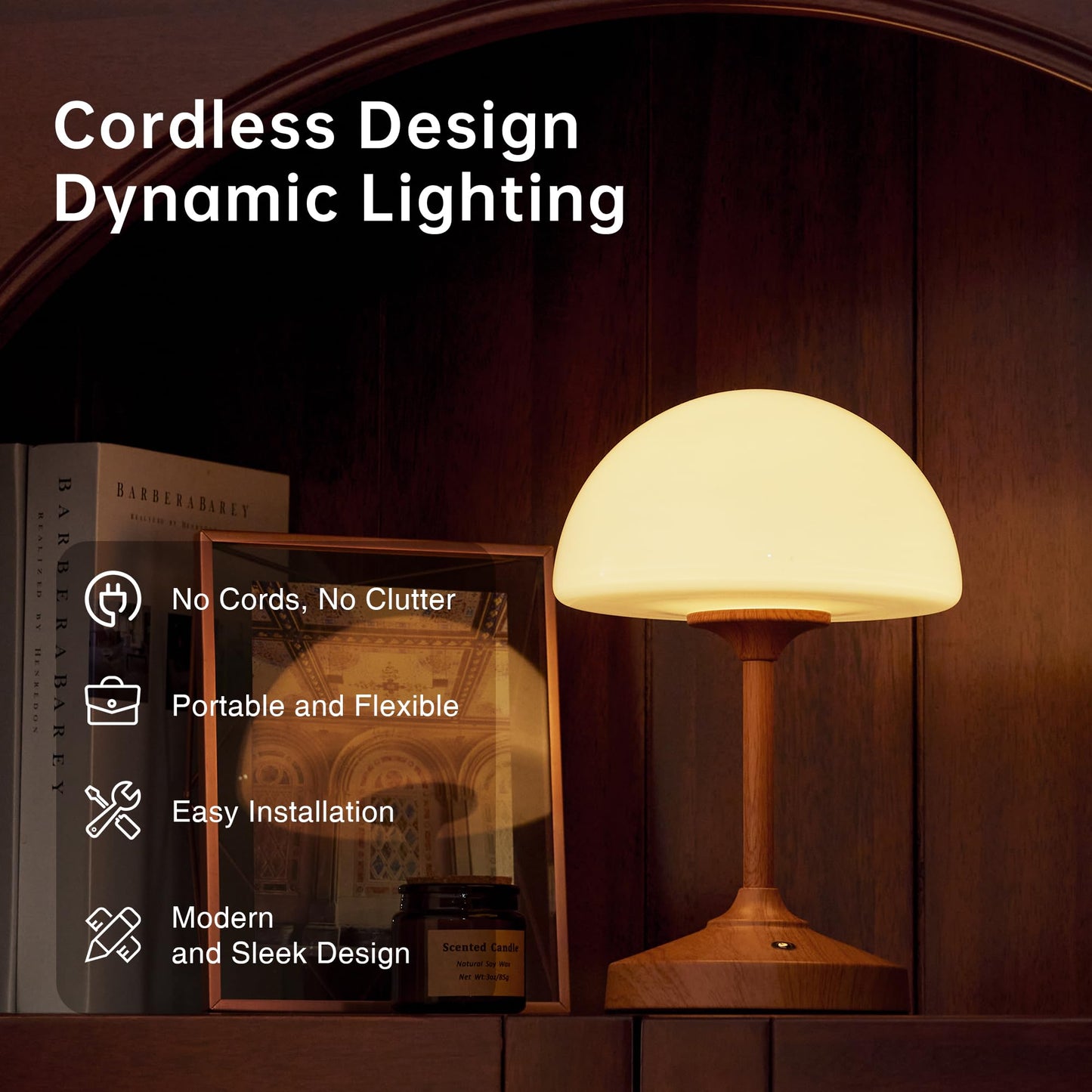 Dawnwake Mushroom Lamp Cordless Lamp Table Lamp,Outdoor Waterproof Shower Lamps,5000mAh Rechargeble Battery Operated Dimmable Touch Desk Lamps,LED Night Light for Bathroom Patio Camping Restaurant