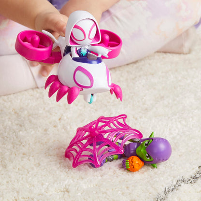 Spidey and his Amazing Friends Marvel Ghost-Spider Copter Set, 4-Inch Scale Action Figure with Vehicle and Accessory, Marvel Toys, Preschool Toys, Super Hero Toys