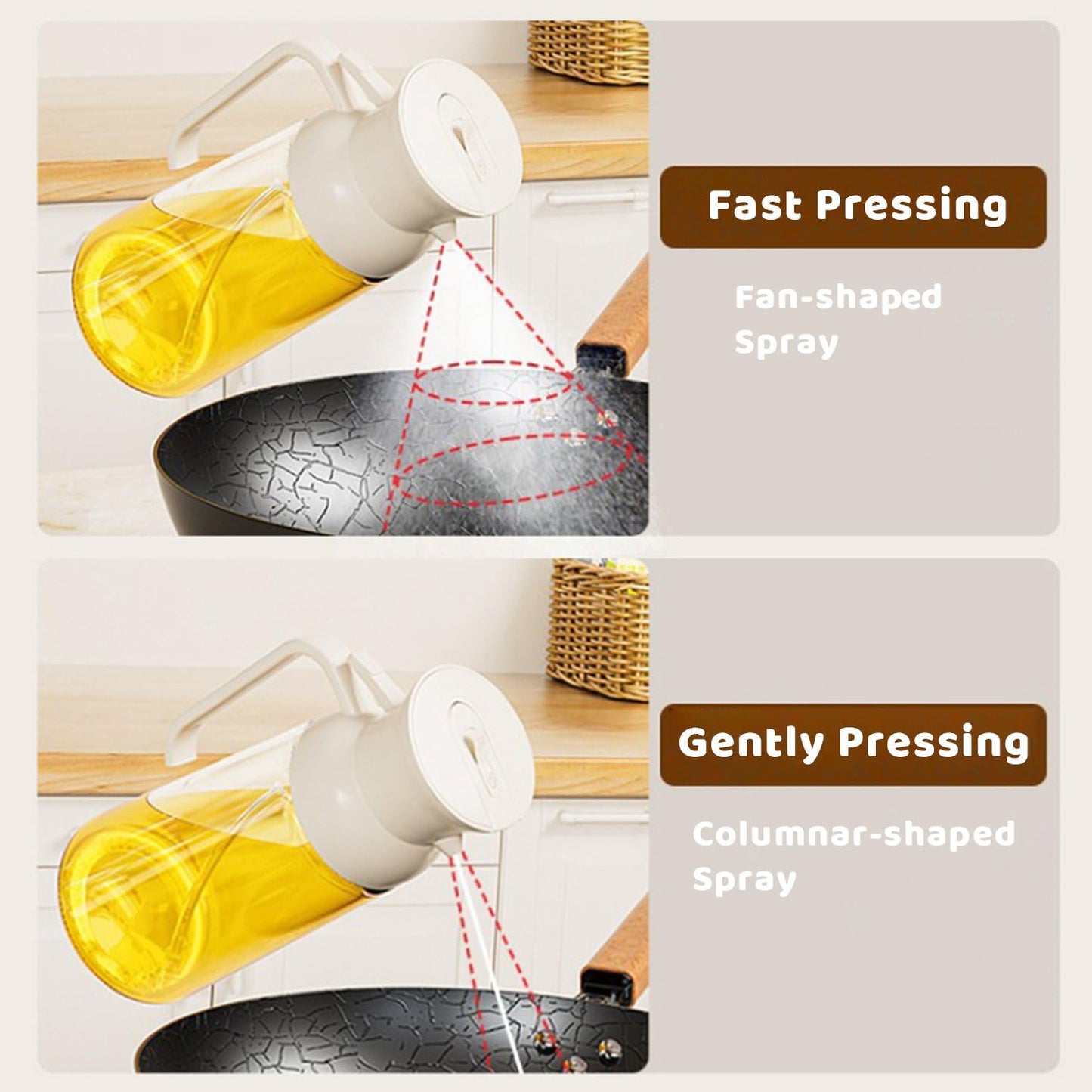 Oil Sprayer for Cooking, Big Capacity 550ml/19oz Oil Sprayer and Oil Pourer for Kitchen, Glass Olive Oil Dispenser Bottle for Cooking, Salad, Barbecue, Air Fryer