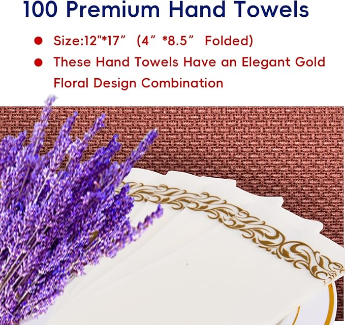 JOLLY CHEF 100 Disposable Hand Towels, Soft and Absorbent Linen Feel Dinner