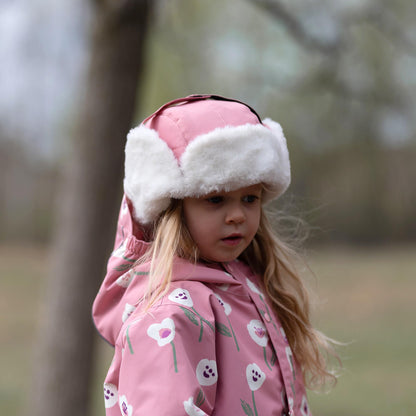 JAN & JUL Girls Kids Windproof Trapper Winter Hat Faux Fur (L: 2-5T, Dusty Pink)