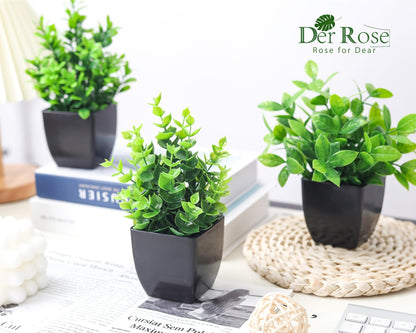 Der Rose Set of 4 Pack Small Fake Plants Mini Artificial Faux Plants Indoor for Bathroom Farmhouse Room Table Decor
