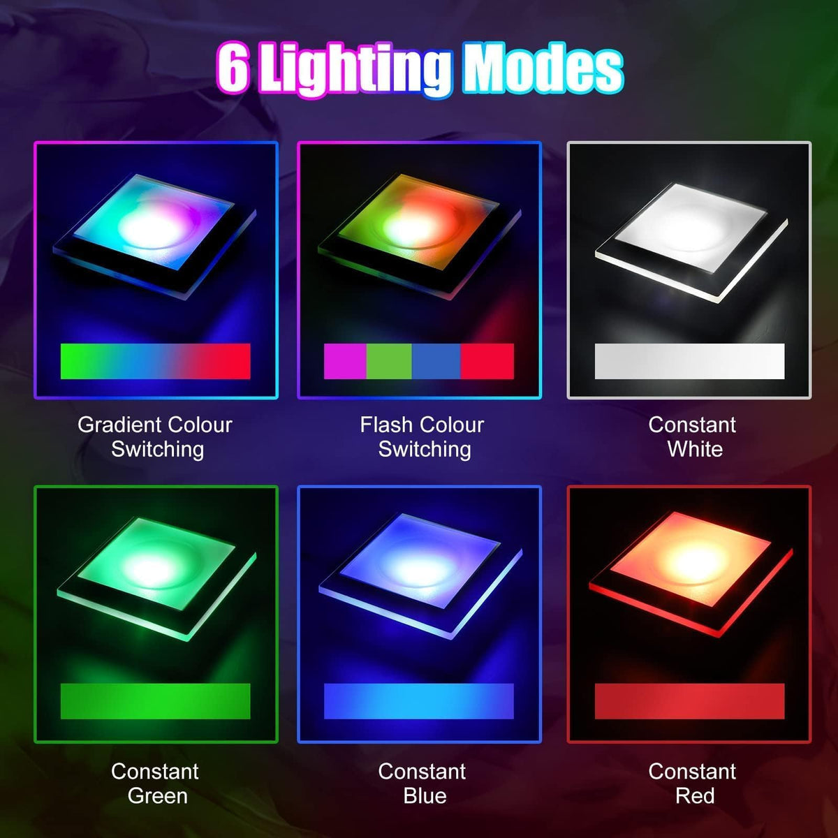 EEEKit 2PCS LED Light Display Base for 3D Crystal Glass Art, 6 Colors Square Flat Spherical Recess Show Crystal Ball Display Stand