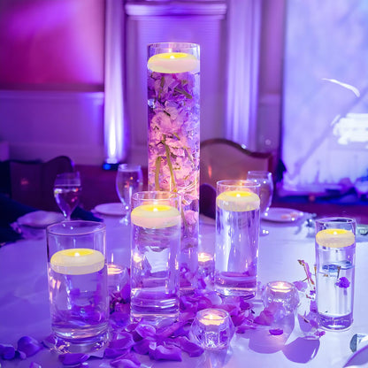 QQFCTOO 24 Pack 3” Flameless LED Floating Candles, Water-Activated Battery Operated Floating Candle with180+ Hours Runtime for Cylindrical Vase, Pool, Fountain - Ideal for Wedding, Party Decoration
