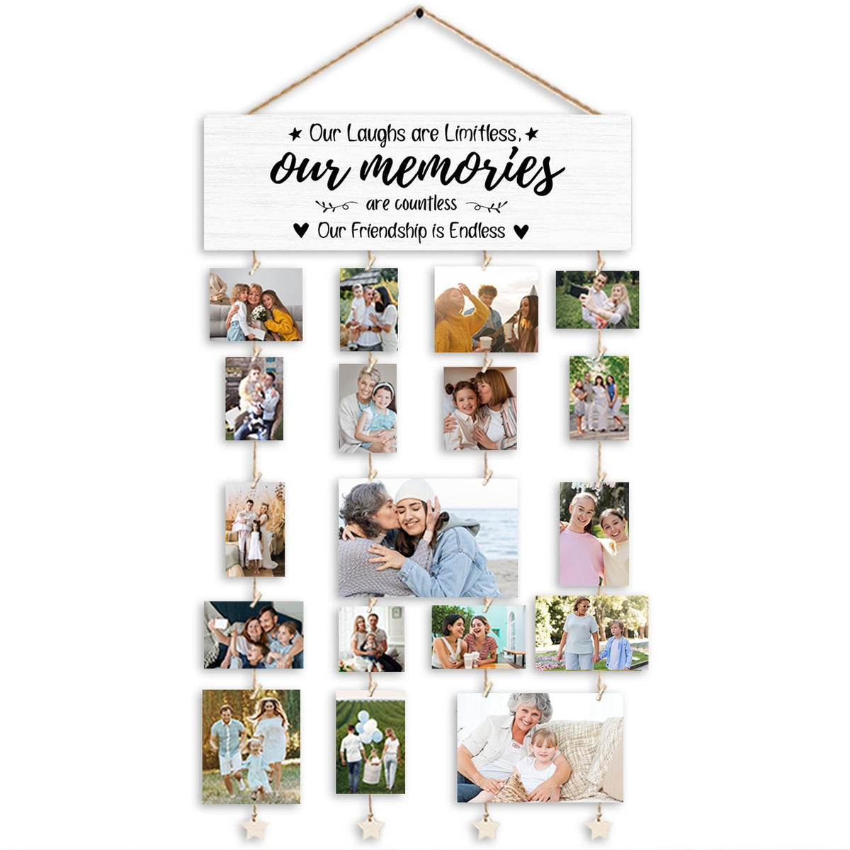 YZSLA Friendship Gifts for Women Best Friend Picture Frames-Our Laughs are Limitless,Our Memories are Countless,Our Friendship is Endless Collage Photo Hanging Display Picture Board Bedroom Wall Decor