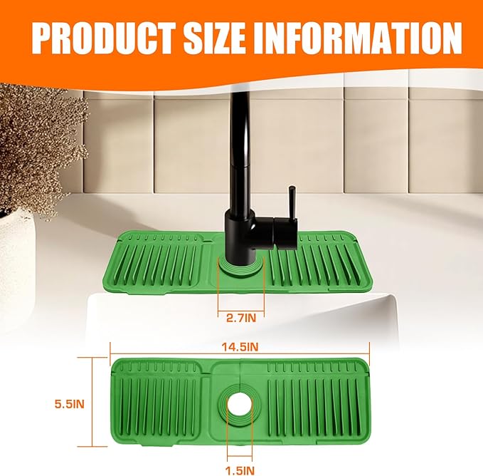 14.5" Green Silicone Faucet Mat