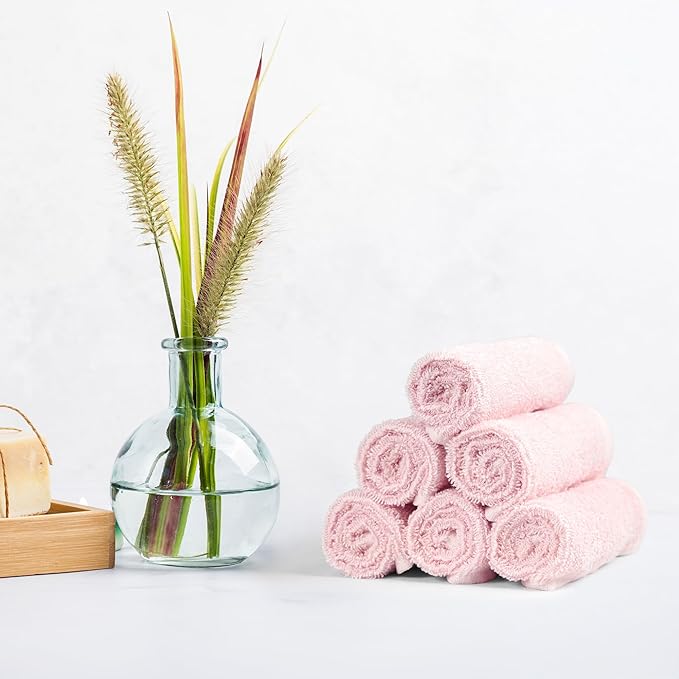 Amazon Basics face Towels for Bathroom, 100% Cotton Extra Absorbent washcloth