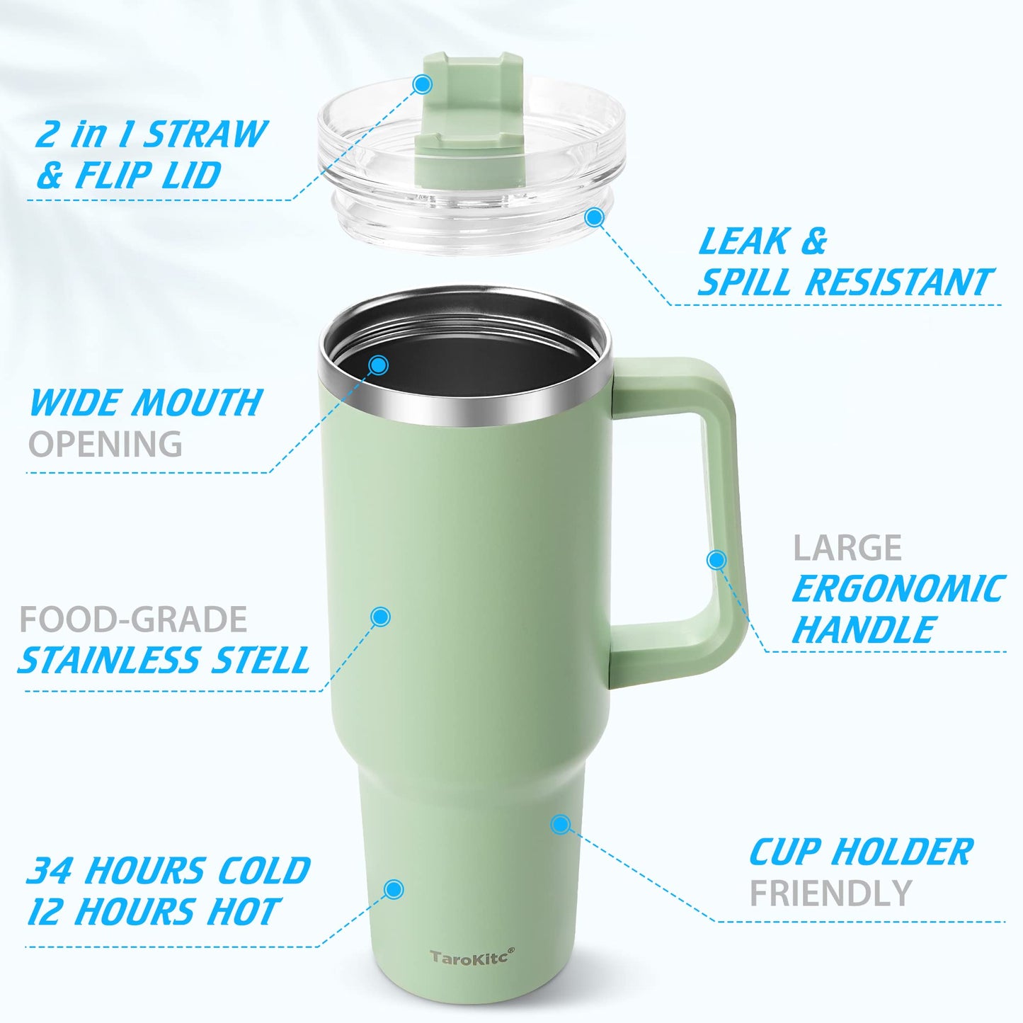 40 oz Tumbler with Handle and Straw, Pink Insulated Travel Mug Iced Coffee Cup, Reusable Stainless Steel Insulated Water Bottle, Keeps Drinks Cold for 34 Hours, Women Christmas Gifts for Mom Grandma