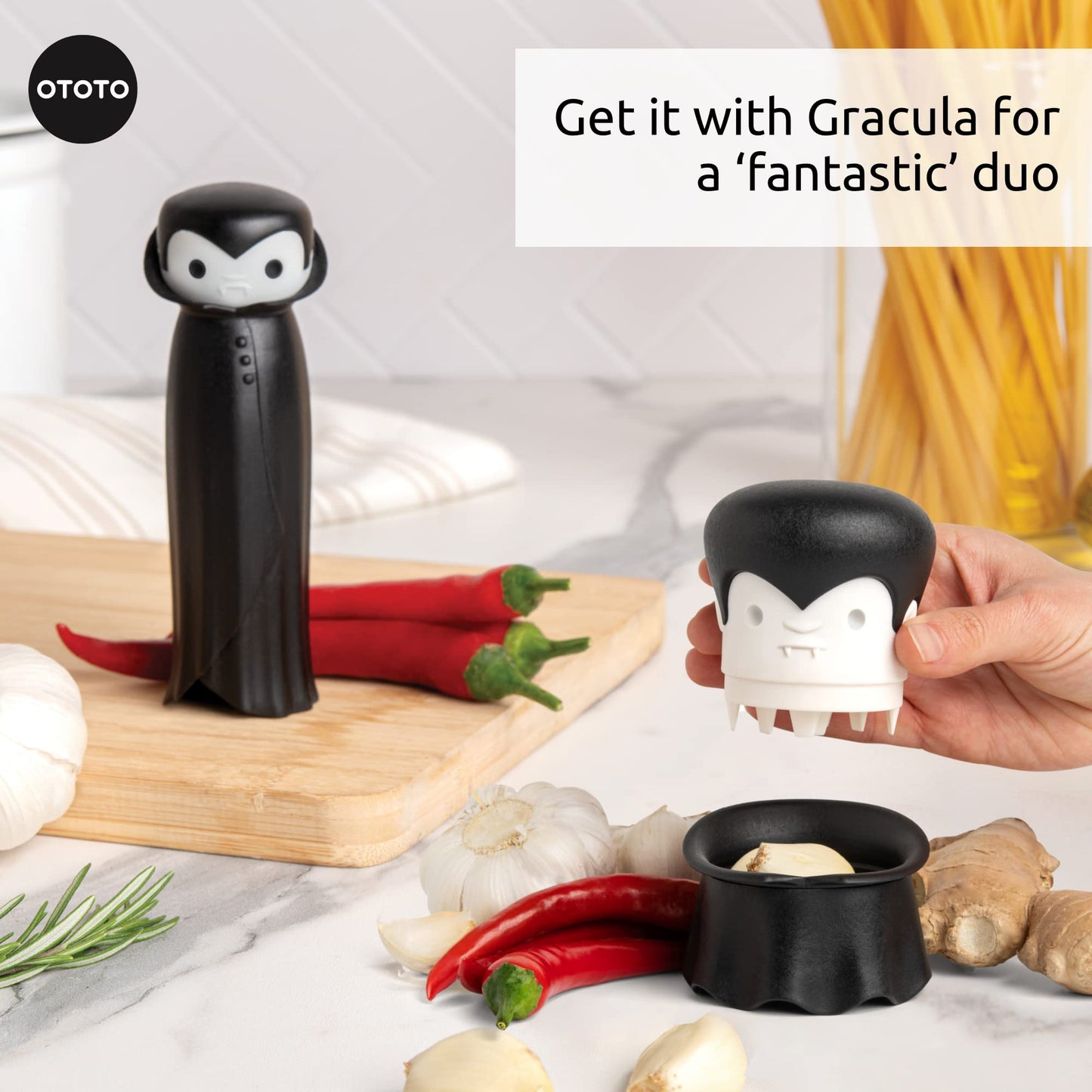 OTOTO Drac N' Roll Vampire Garlic Roller, Silicone Garlic Peeler Tube, Silicone Tube Roller for Halloween - Kitchen Gadget for Garlic, Garlic Tube, Garlic Crusher