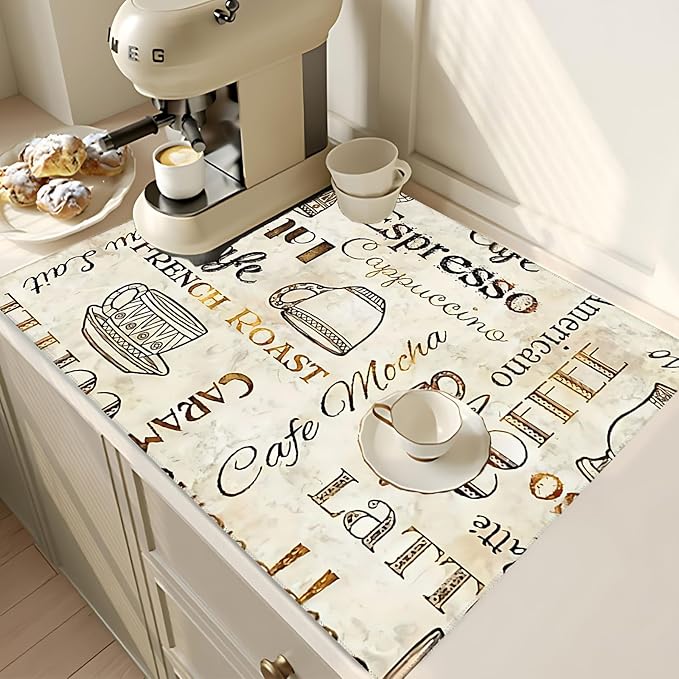 2Pcs Dish Drying Mats Faucet Mats Sets Large Size Coffee Mats Sink Faucet Mat