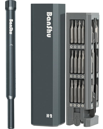 Banshu 46 in 1 Mini Precision Screwdriver Set with Metal Case, Magnetic Small Screwdrivers with Phillips, Pentalobe, Torx for Glasses, Watch, iPhone, Macbook, Laptop, Computer, PC, PS5, Jewelers, Toys