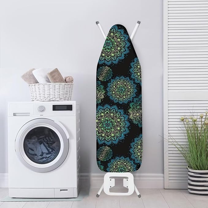 Mandala Lotus Flower Ironing Board Cover, Abstract Ethnic Floral 54x15 inches